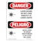 Signmission OSHA, Laser Beams Look Directly Lights Bilingual, 10in X 7in Rigid Plastic, 7" W, 10" H, Spanish OS-DS-P-710-VS-1406 - alternate 1